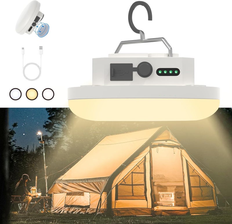 Amkulop Hanging Camping Tent Light LED Rechargeable Portable Lantern Waterproof Outdoor Camp Lamp with Battery Power for Glamping Indoor Outages Car Repair(Infinite Dimming) - Image 1
